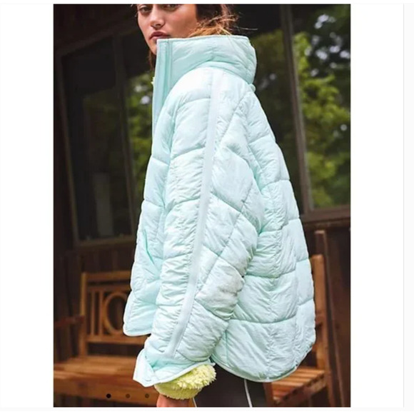 Free People Light Blue Puffer Jacket - Picture 2 of 7